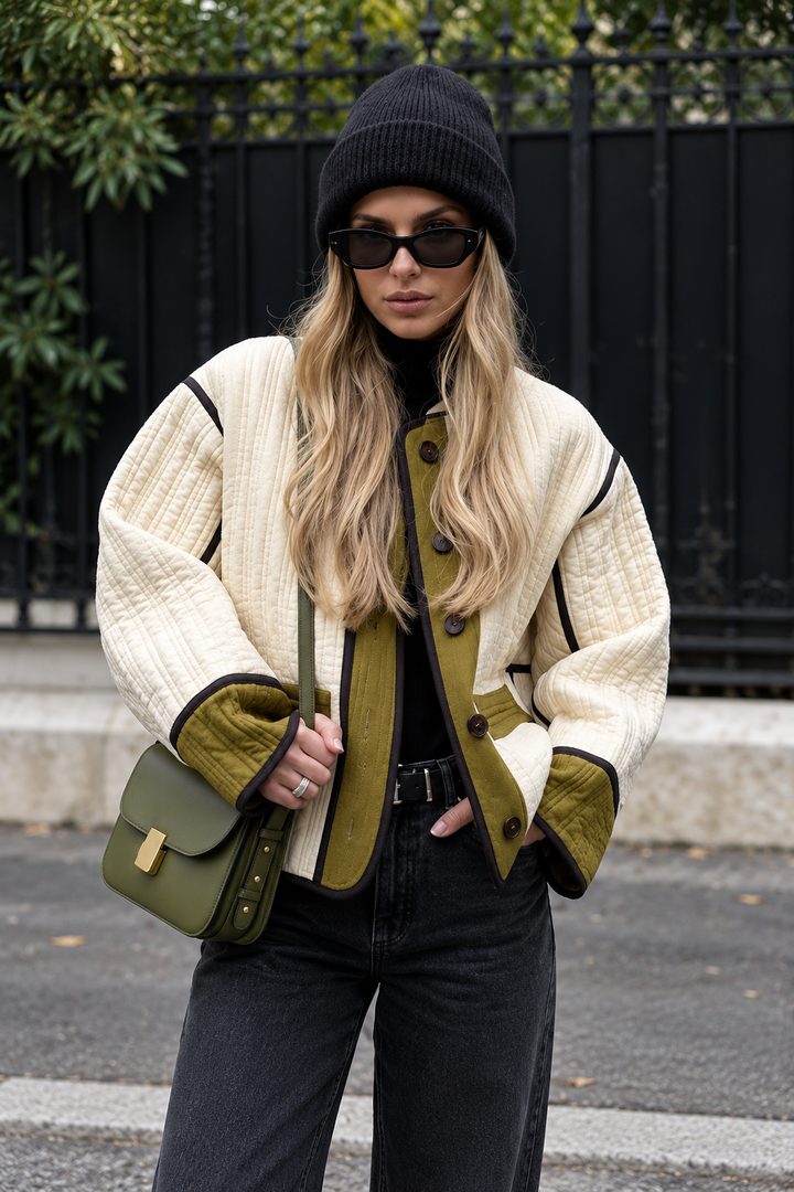 Veste femme à matelassage vertical et bordures contrastantes - Vesna