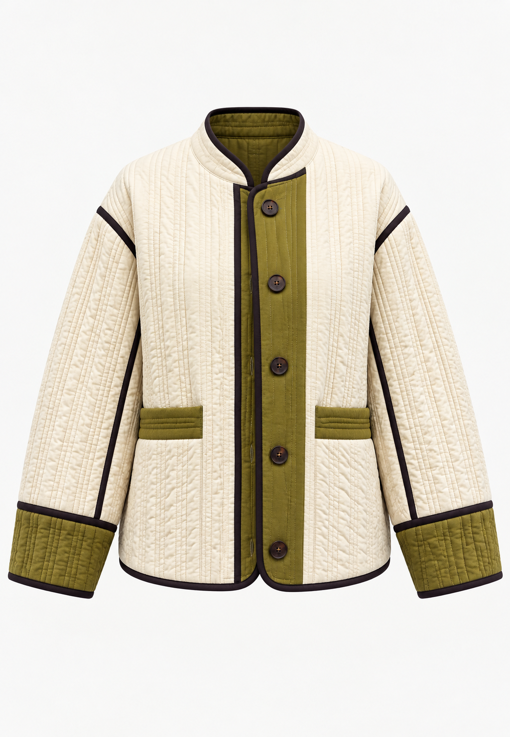 Veste femme à matelassage vertical et bordures contrastantes - Vesna