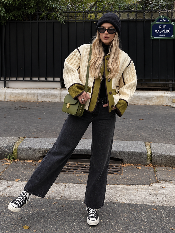 Veste femme à matelassage vertical et bordures contrastantes - Vesna