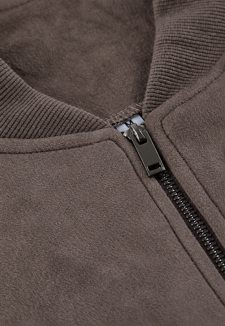 Veste femme effet daim à manches larges et zip - Delphine