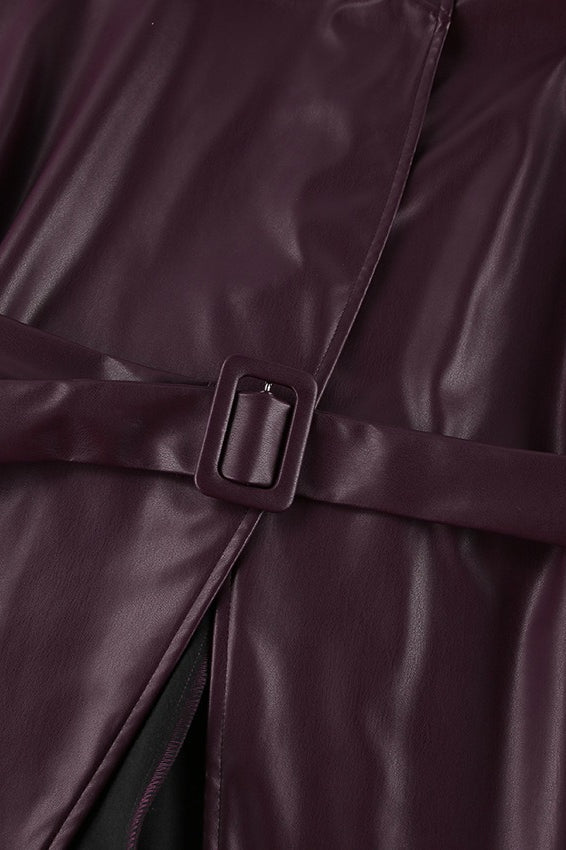 Veste femme effet cuir à col montant et ceinture - Adélie