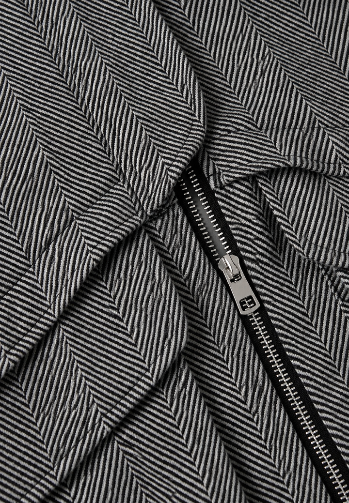 Veste femme à chevrons, col montant et zip - Saura