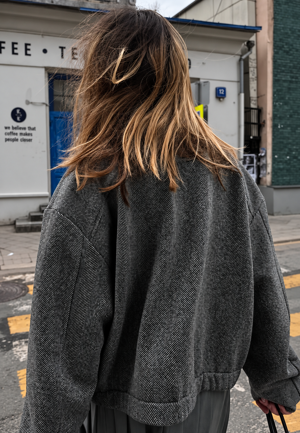Veste femme à chevrons, col montant et zip - Saura