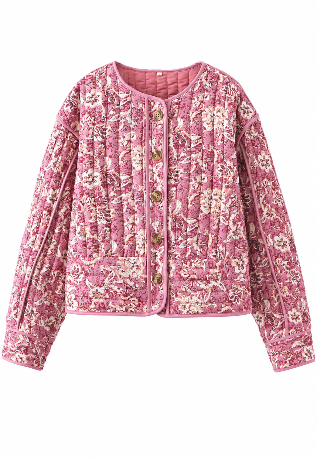 Veste femme à imprimé floral, matelassage en losanges et bordures - Orsina