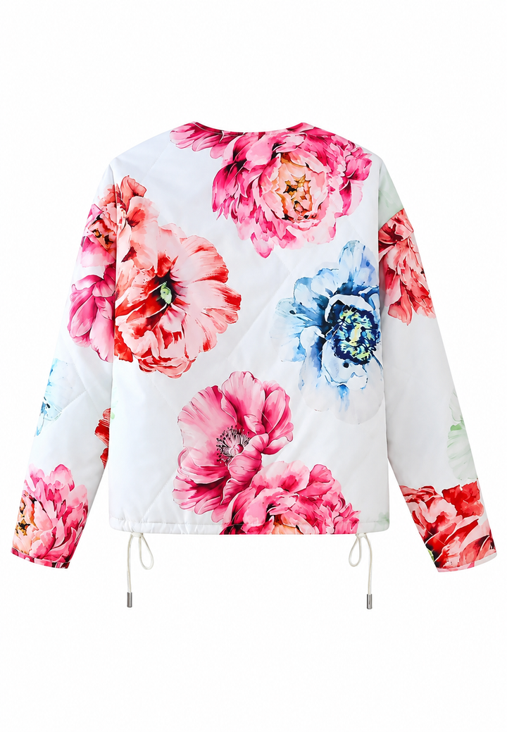 Veste femme à grandes fleurs et base ajustable - Fiorenza