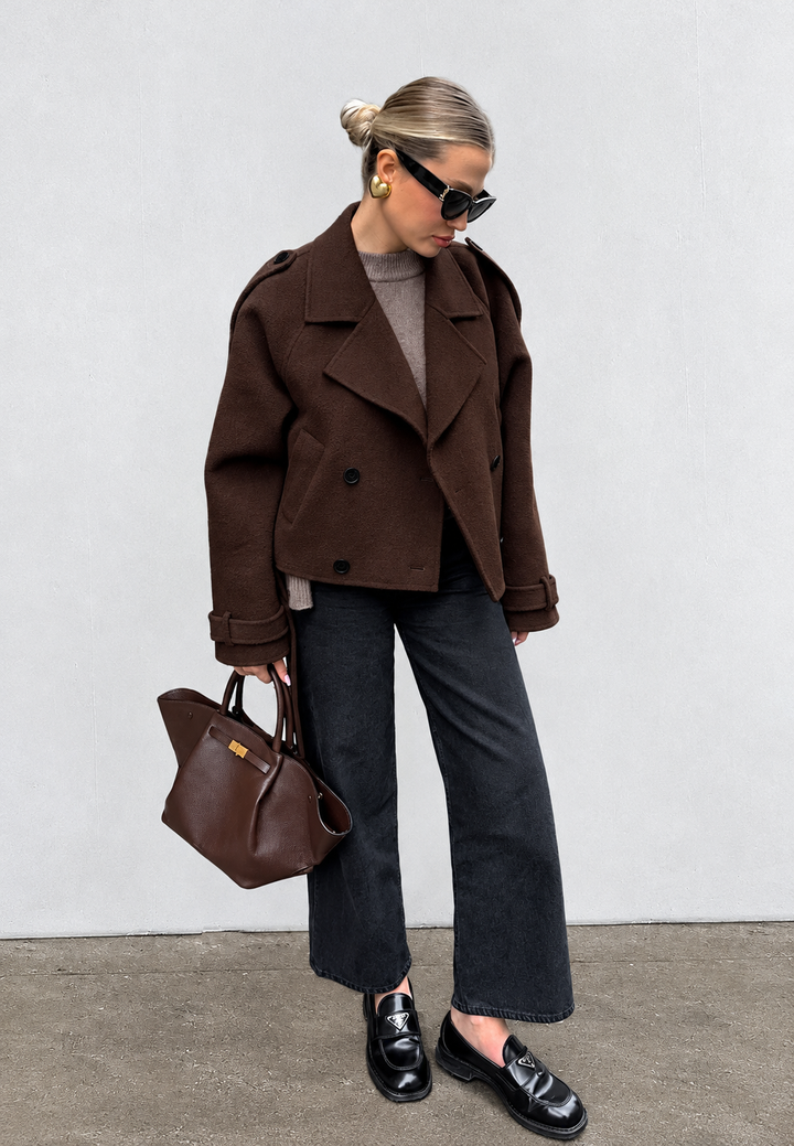 Veste femme style manteau court à double boutonnage - Vera