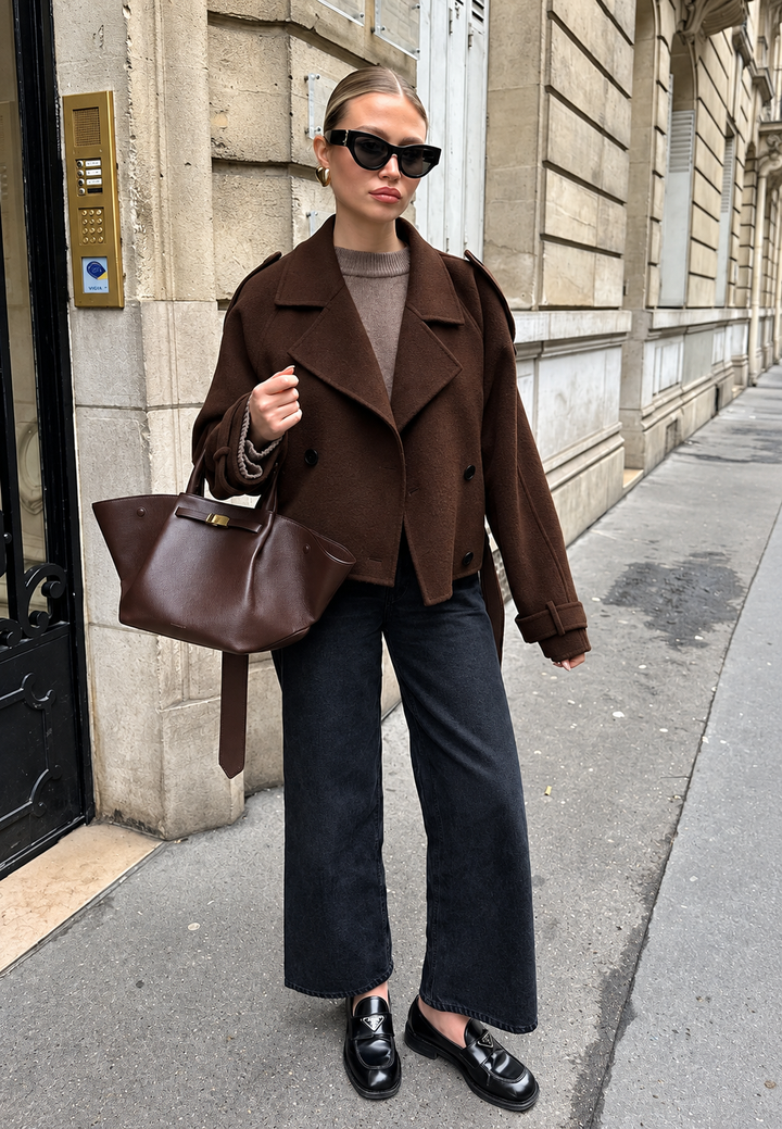 Veste femme style manteau court à double boutonnage - Vera