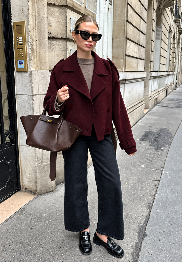 Veste femme style manteau court à double boutonnage - Vera