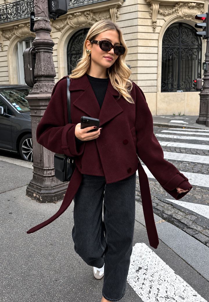 Veste femme style manteau court à double boutonnage - Vera