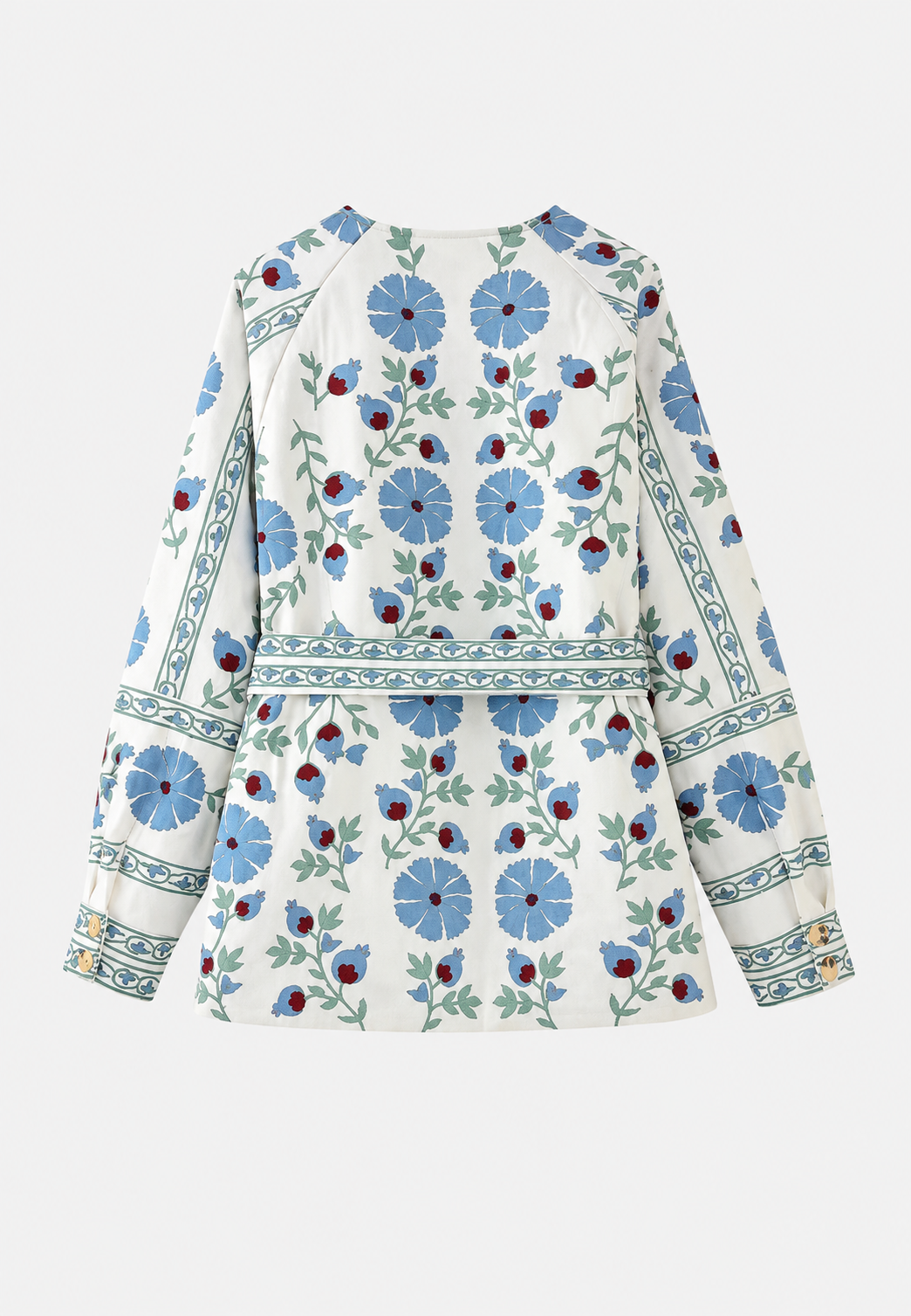 Veste fleurie femme à ceinture ajustable et manches longues - Jette
