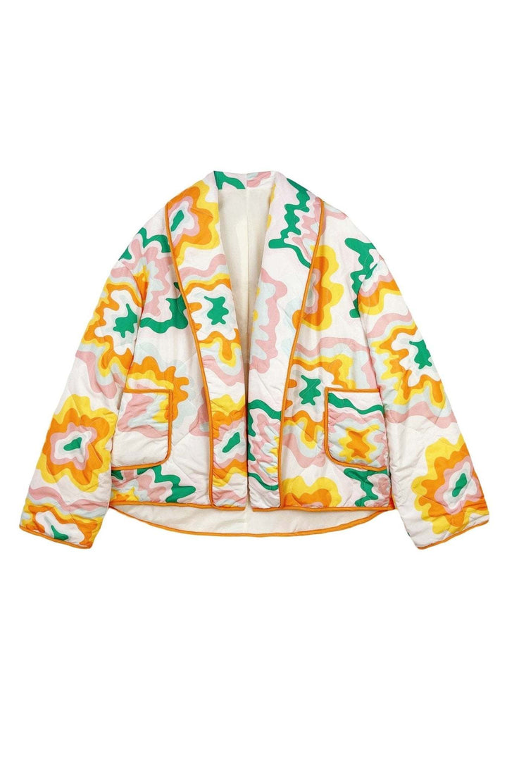 Veste femme à grandes fleurs et matelassage en losanges style bohème - Mirthe