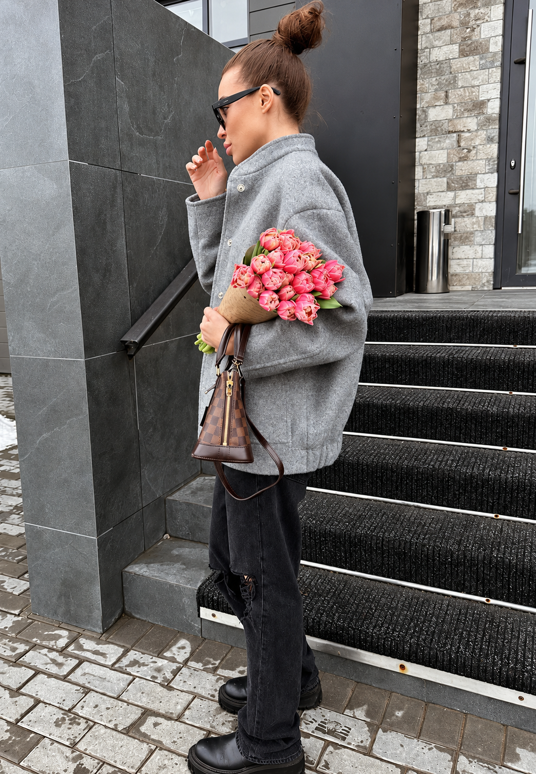 Veste femme oversize à col montant et boutons-pression - Cira