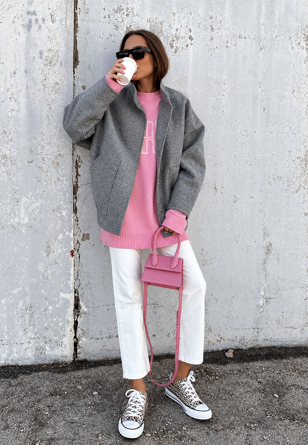 Veste femme oversize à col montant et boutons-pression - Cira