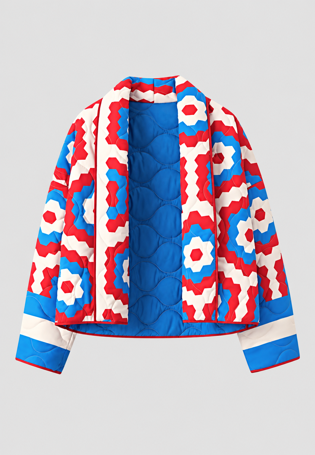 Veste kimono matelassée femme à grands motifs géométriques - Odette