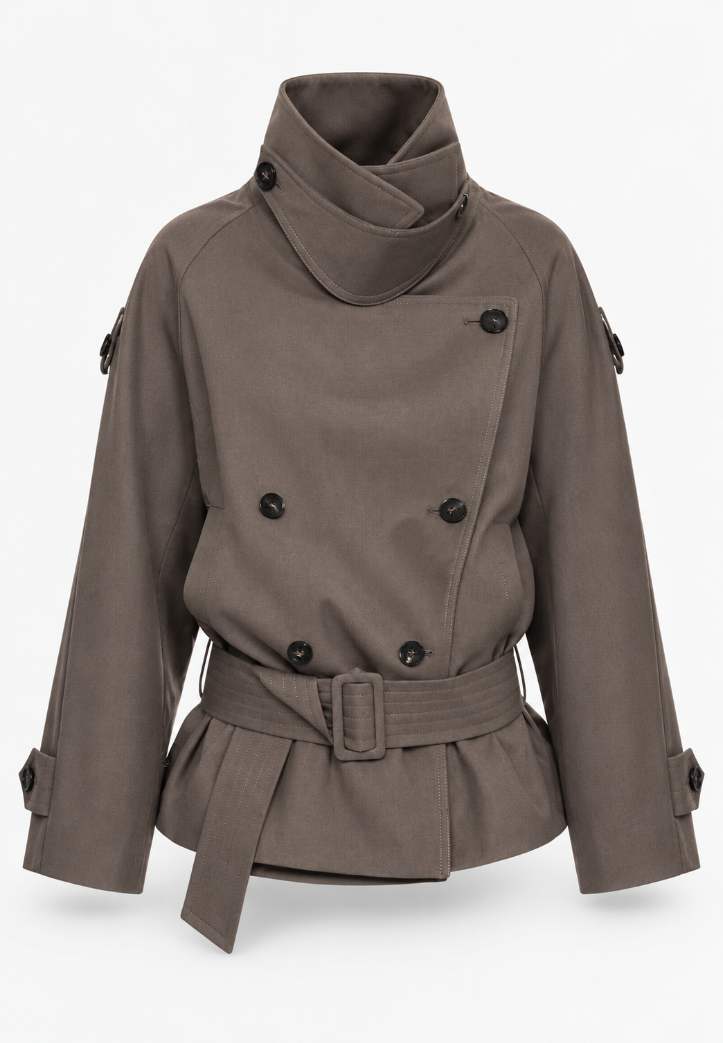 Trench-coat femme à double boutonnage, col asymétrique et ceinture - Iris