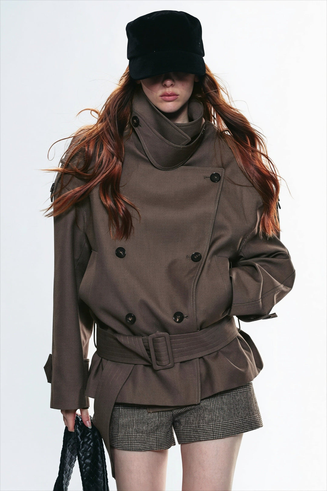 Trench-coat femme à double boutonnage, col asymétrique et ceinture - Iris