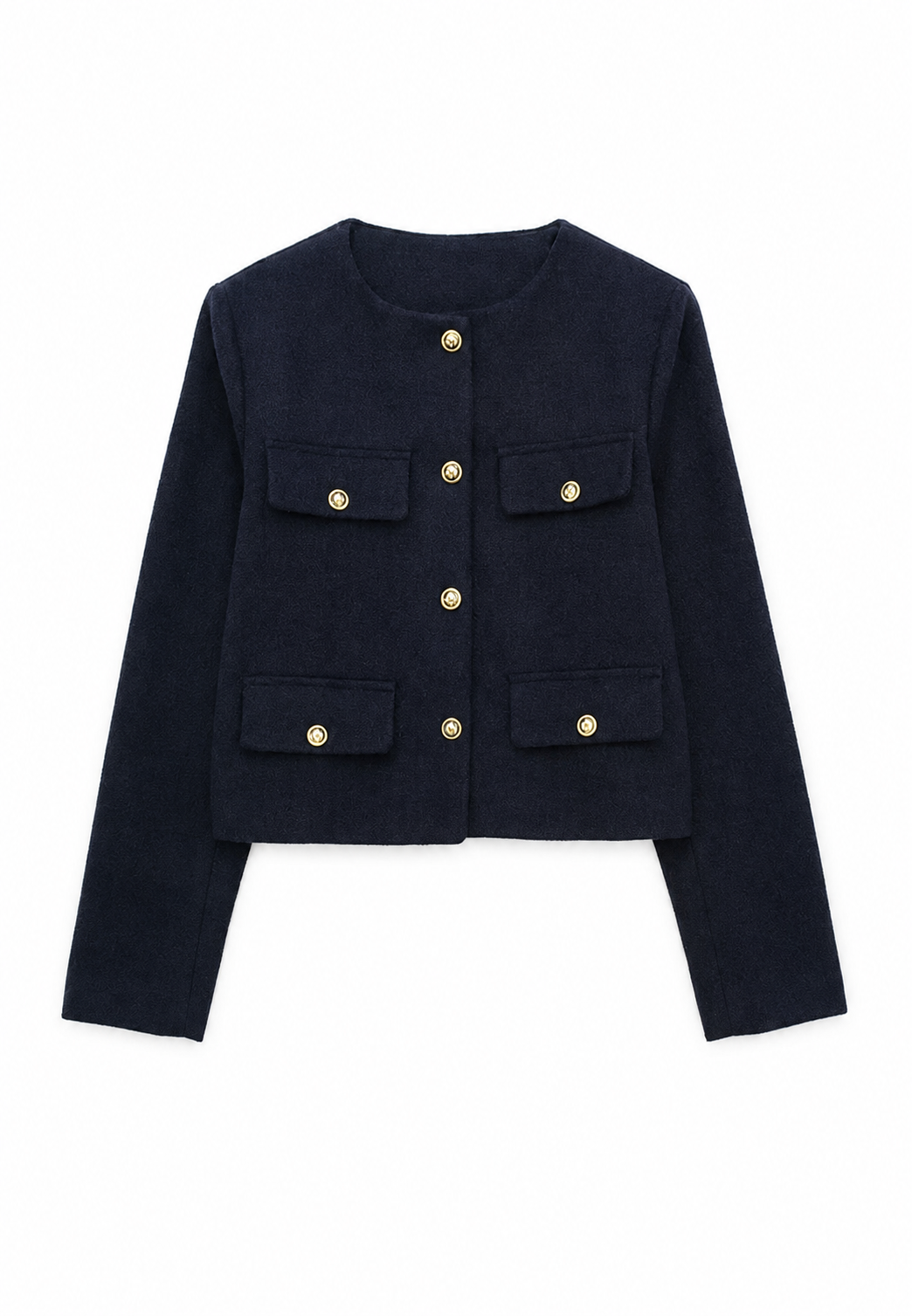 Veste courte en tweed pour femme, col rond, poches - Susie