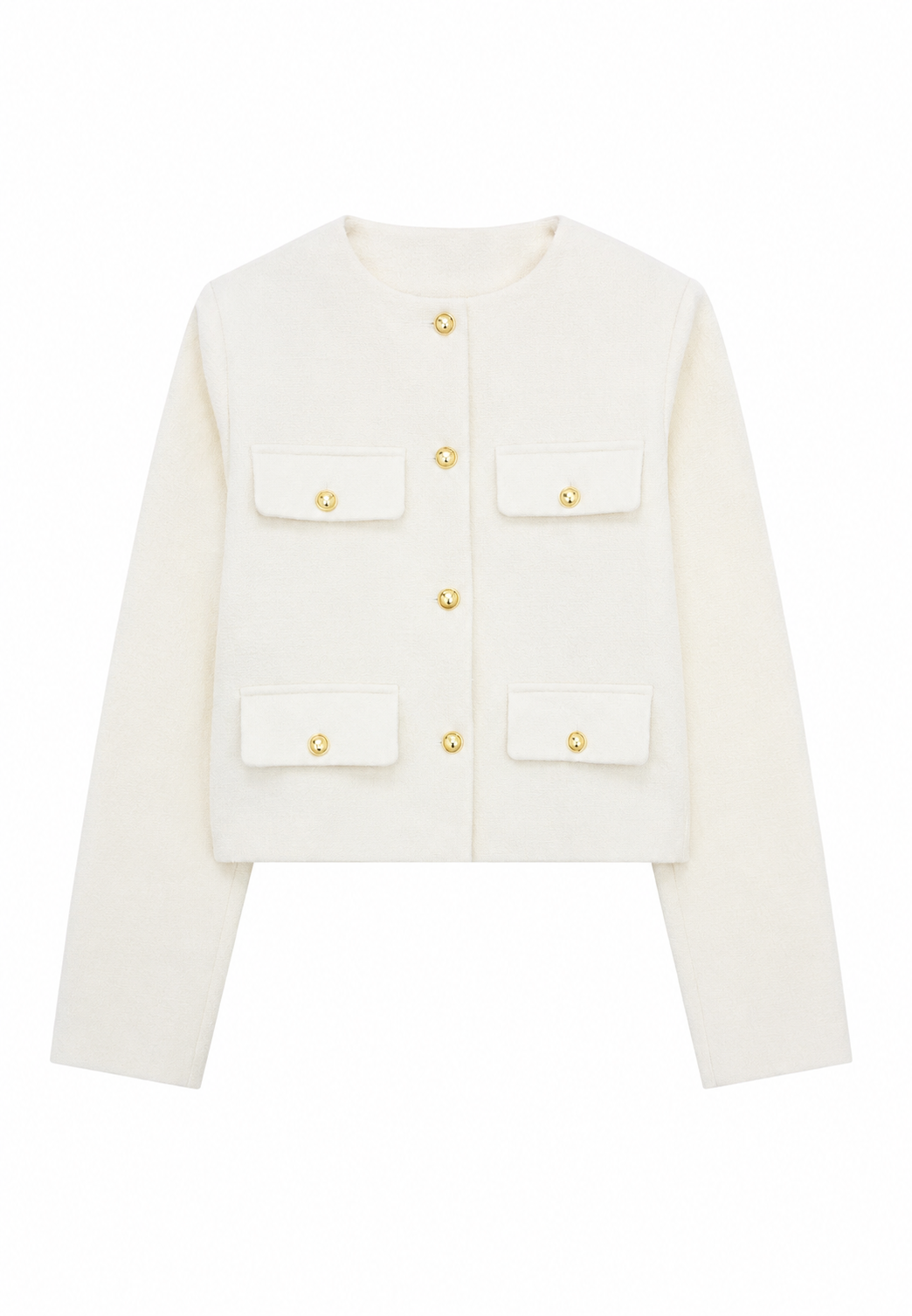 Veste courte en tweed pour femme, col rond, poches - Susie