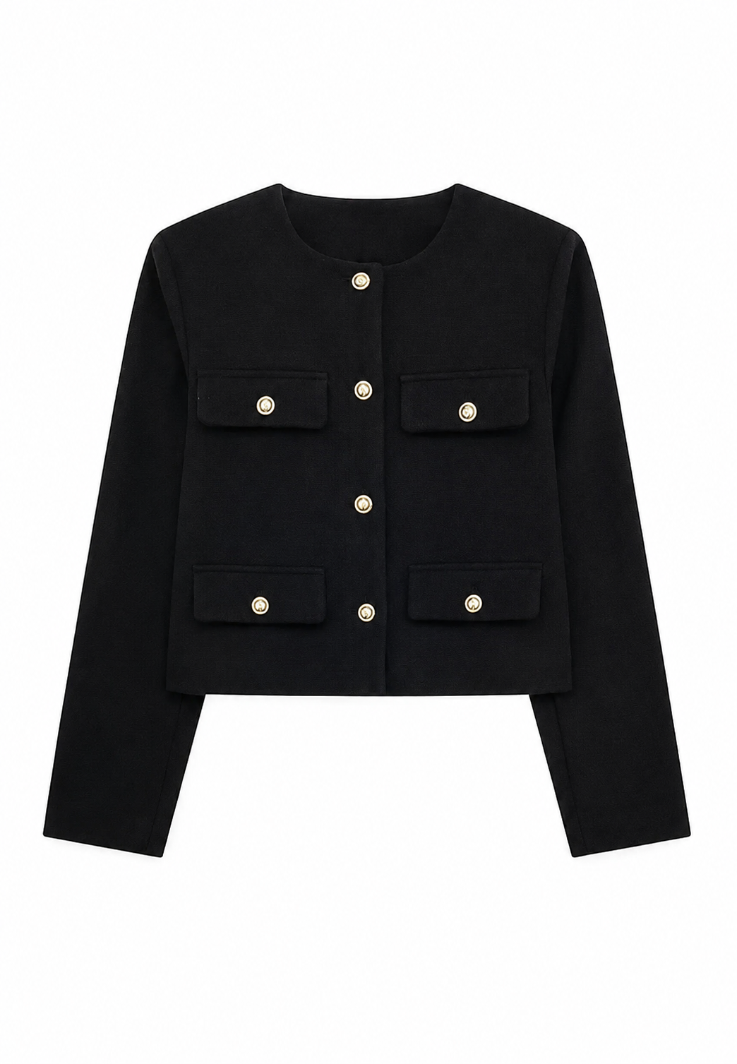 Veste courte en tweed pour femme, col rond, poches - Susie