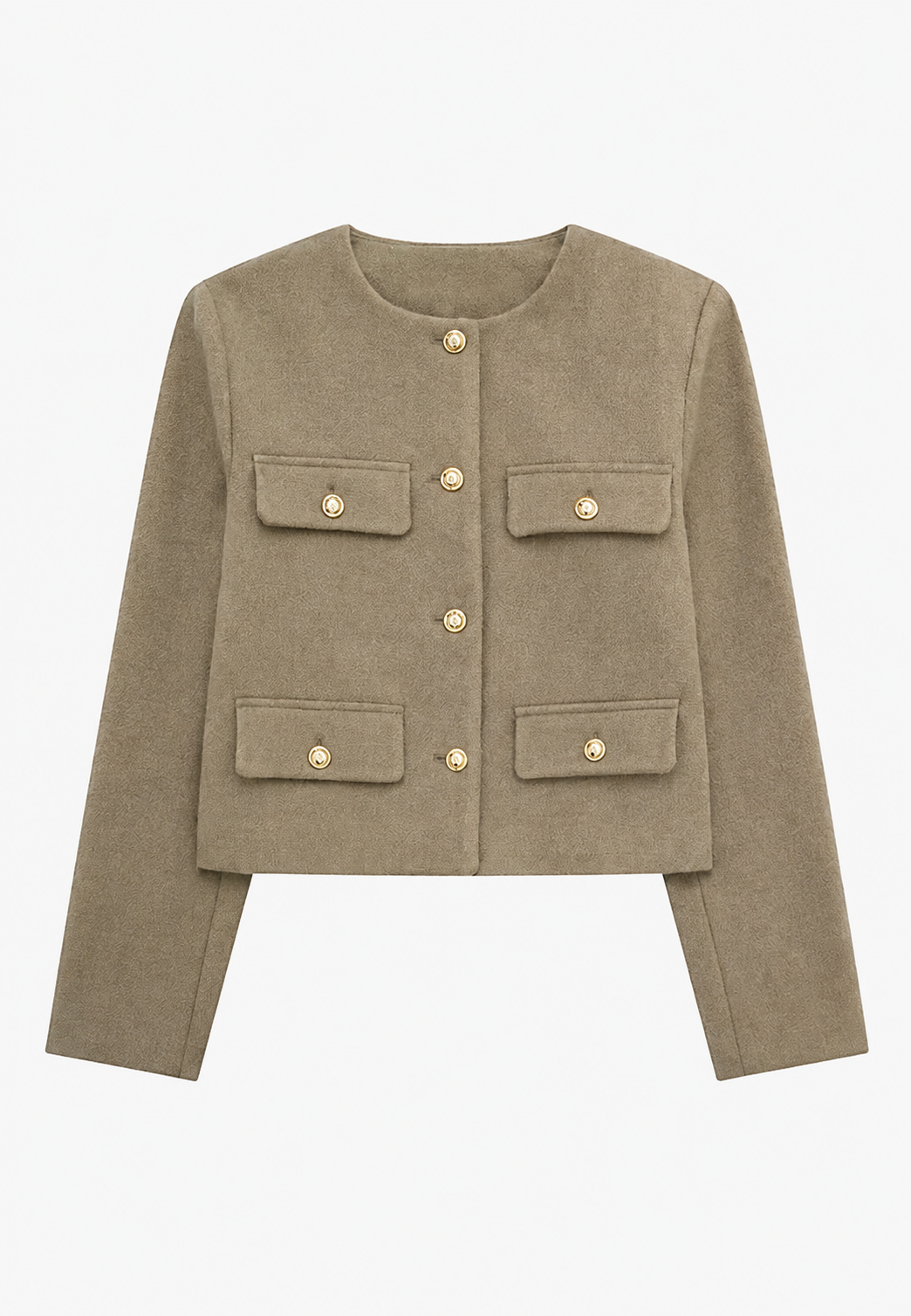 Veste courte en tweed pour femme, col rond, poches - Susie