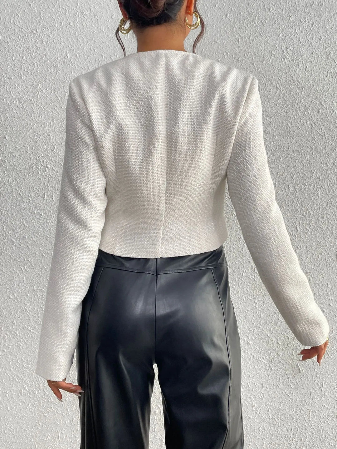 Veste courte en tweed pour femme avec nœuds en satin - Silke