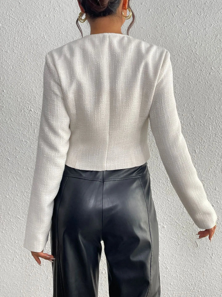 Veste courte en tweed pour femme avec nœuds en satin - Silke