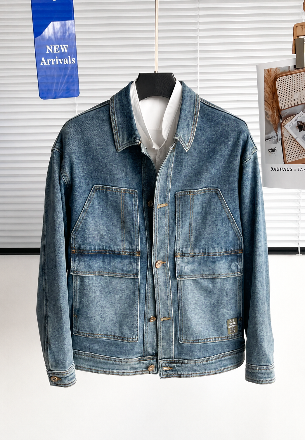 Veste en jean avec de grandes poches, effet délavé - Kaspar