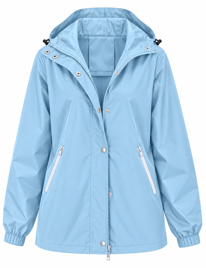 Veste imperméable pour femme avec capuche, poches et fermeture éclair - Verena