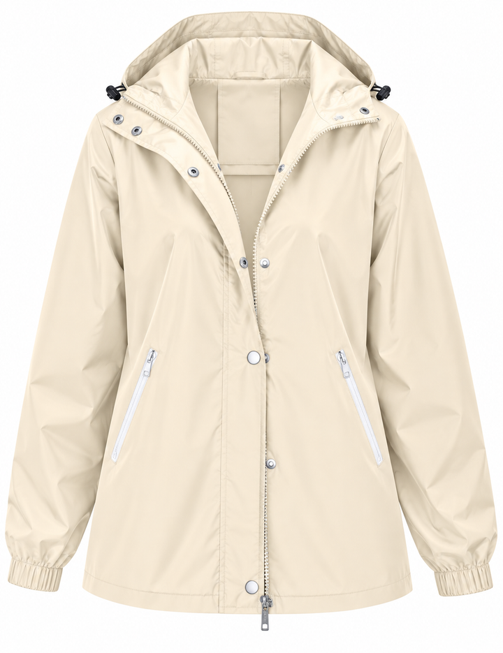 Veste imperméable pour femme avec capuche, poches et fermeture éclair - Verena