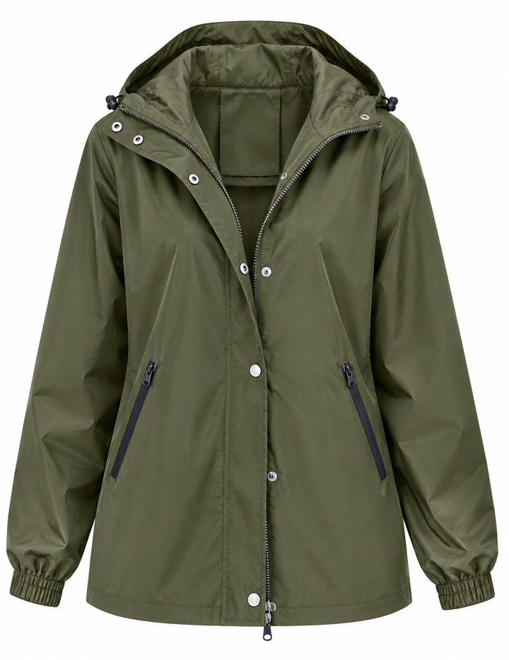 Veste imperméable pour femme avec capuche, poches et fermeture éclair - Verena