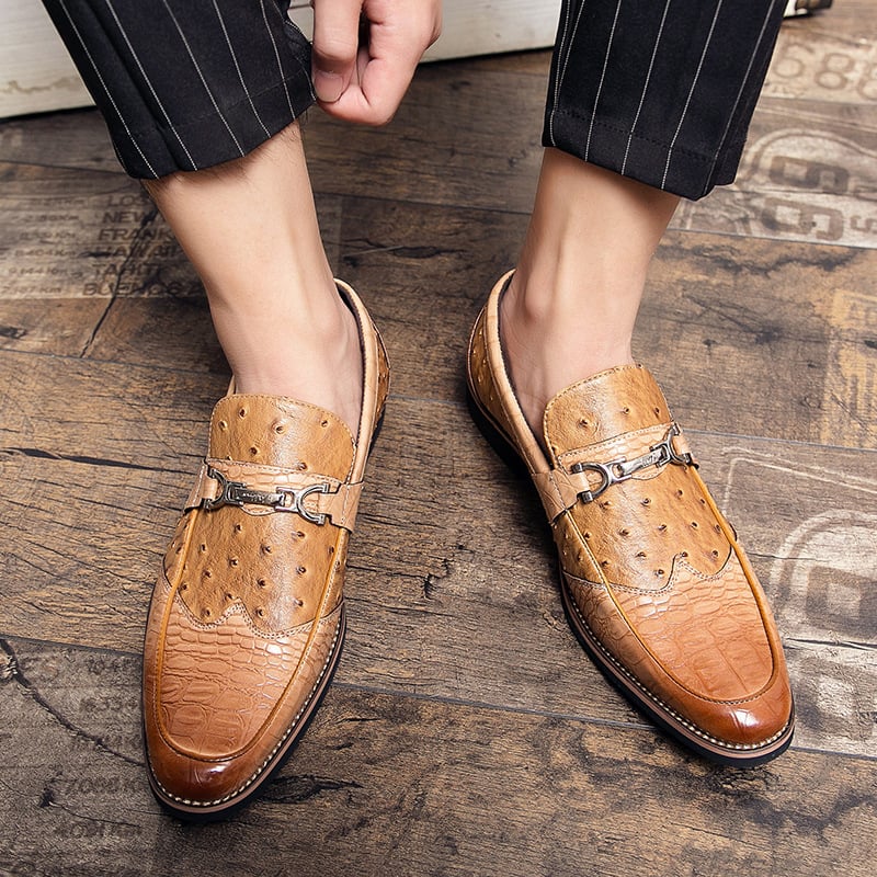 Mocassins en cuir gaufré pour hommes style formel - Elvarn