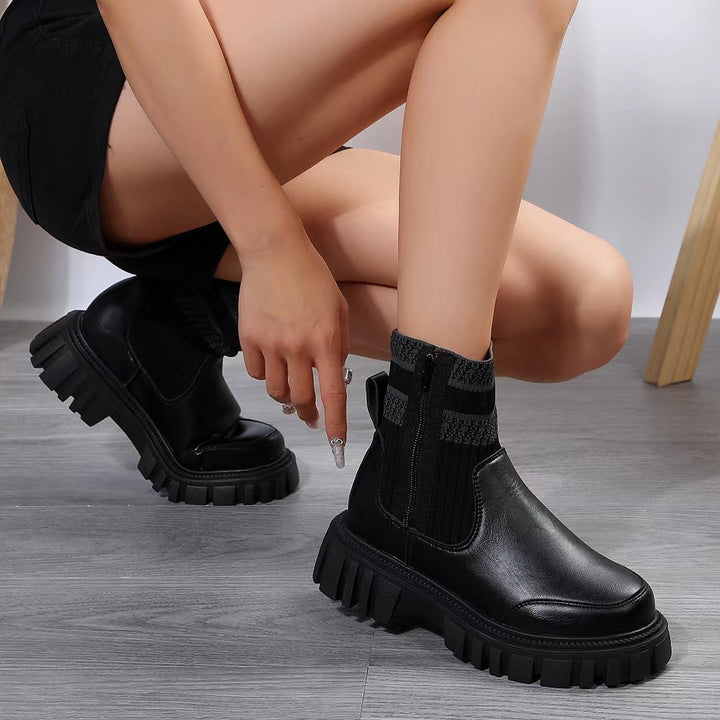 Bottines à semelles épaisses pour femmes, style patchwork - Marisse