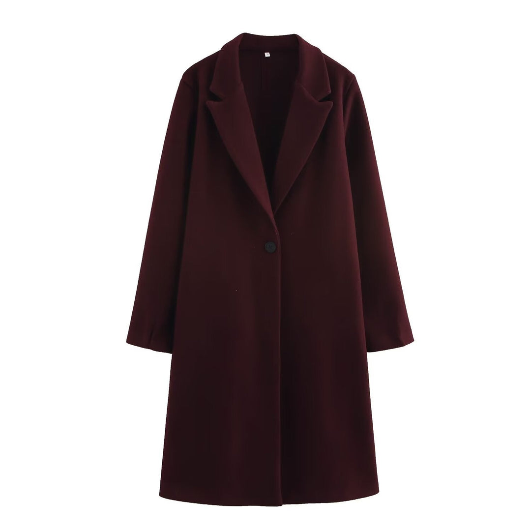 Manteau long minimaliste à revers classique pour femme - Tessa