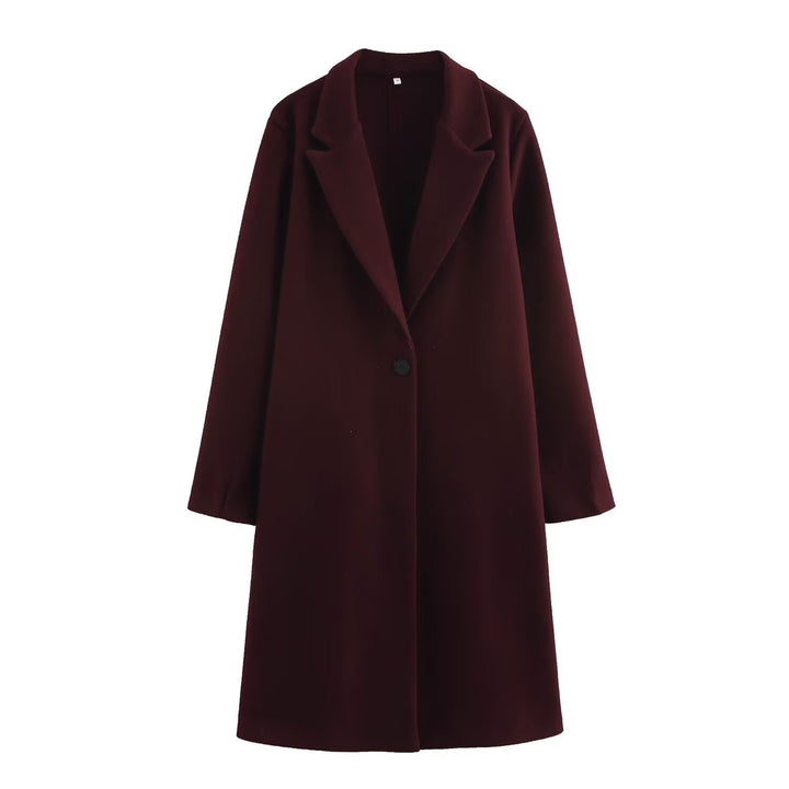 Manteau long minimaliste à revers classique pour femme - Tessa