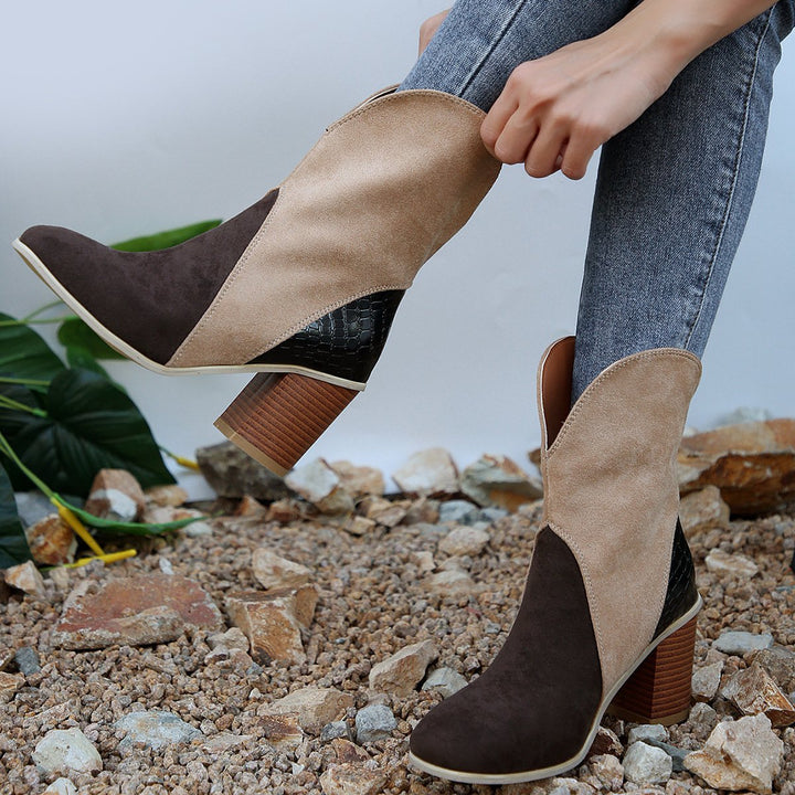 Bottines en daim à talon carré pour femmes - Norine