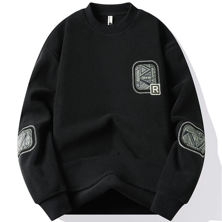 Pull homme à col rond et patchs décoratifs - Bjornik