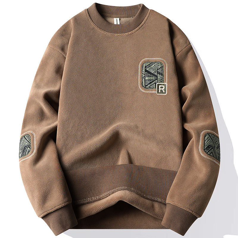 Pull homme à col rond et patchs décoratifs - Bjornik