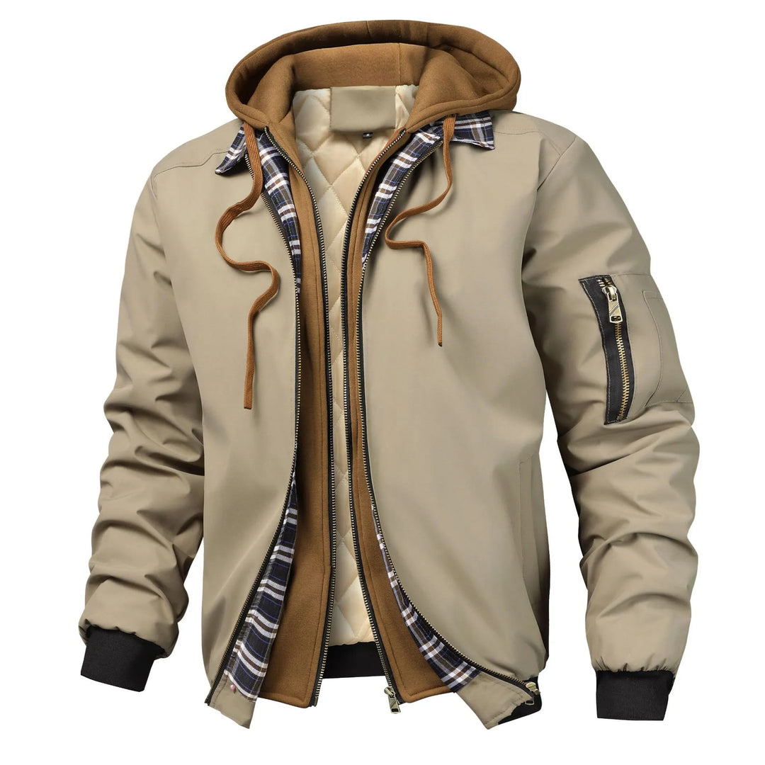 Blouson bomber matelassé homme style urbain capuche superposée - Damián