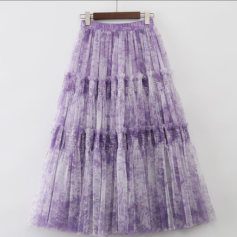 Jupe fluide imprimée pour femmes avec taille élastiquée et coupe large - Sabrina