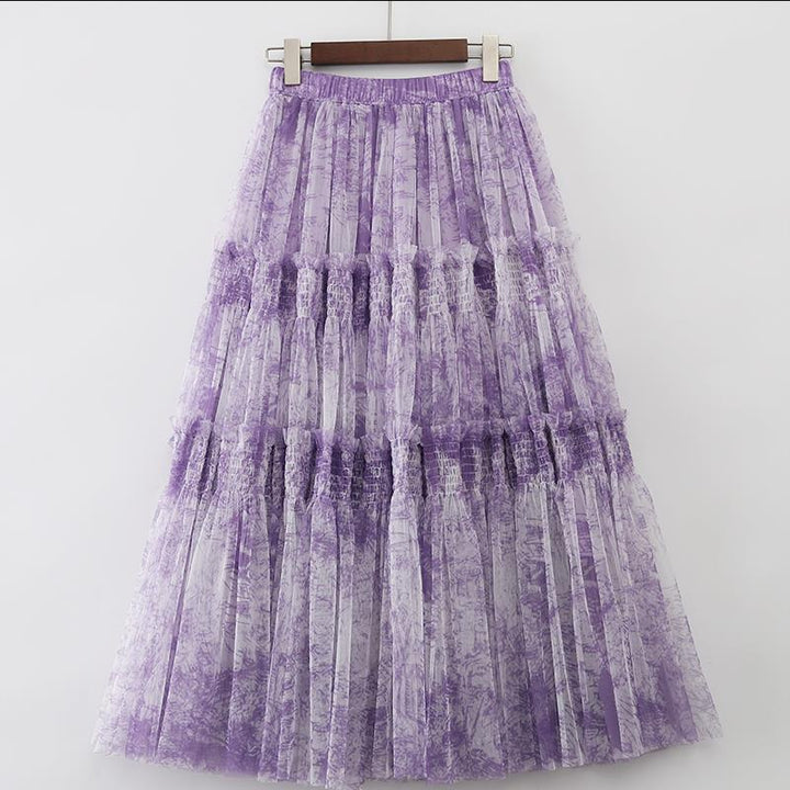 Jupe fluide imprimée pour femmes avec taille élastiquée et coupe large - Sabrina