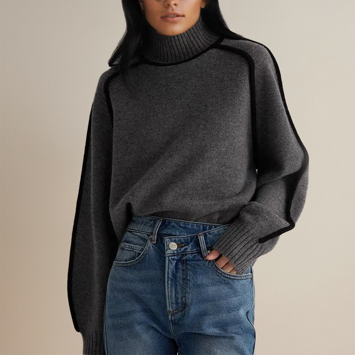 Pull femme à col montant et manches larges - Sigruna