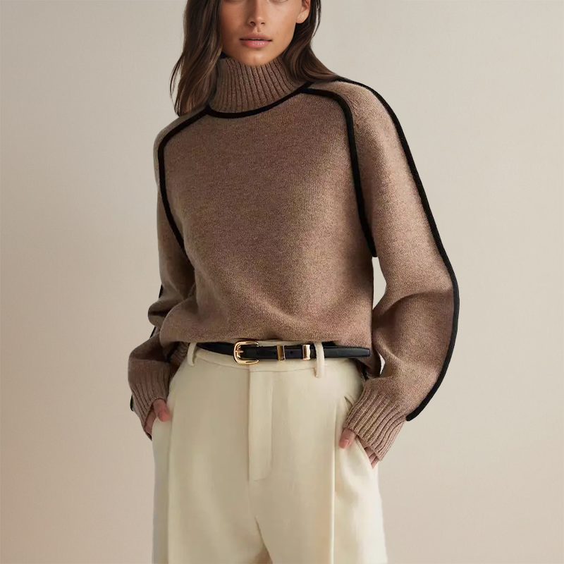Pull femme à col montant et manches larges - Sigruna