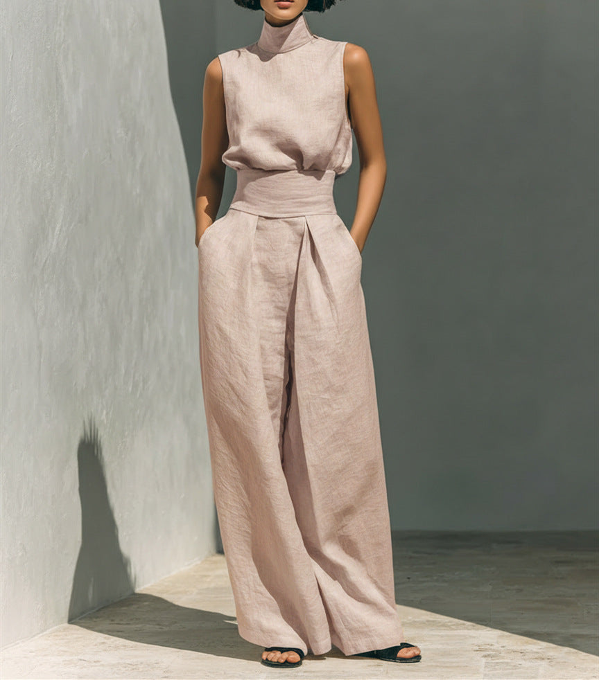 Ensemble femme avec haut sans manches et pantalon large taille haute - Nitche