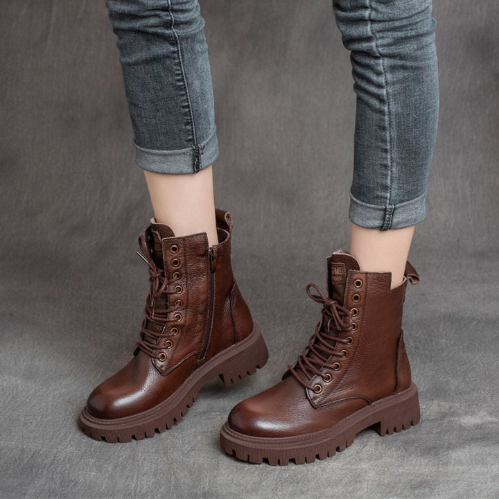 Bottines en cuir structuré pour femmes - Kaerine