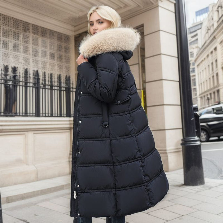 Manteau long matelassé avec col en fourrure - Meliora