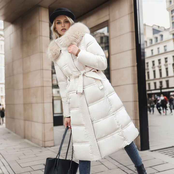 Manteau long matelassé avec col en fourrure - Meliora