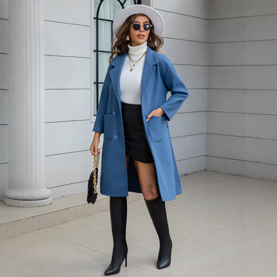 Manteau de laine mi-long avec ceinture pour femme - Lilas