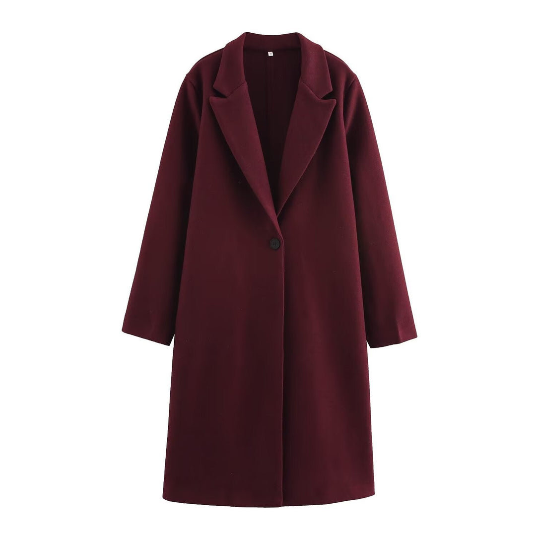 Manteau long minimaliste à revers classique pour femme - Tessa