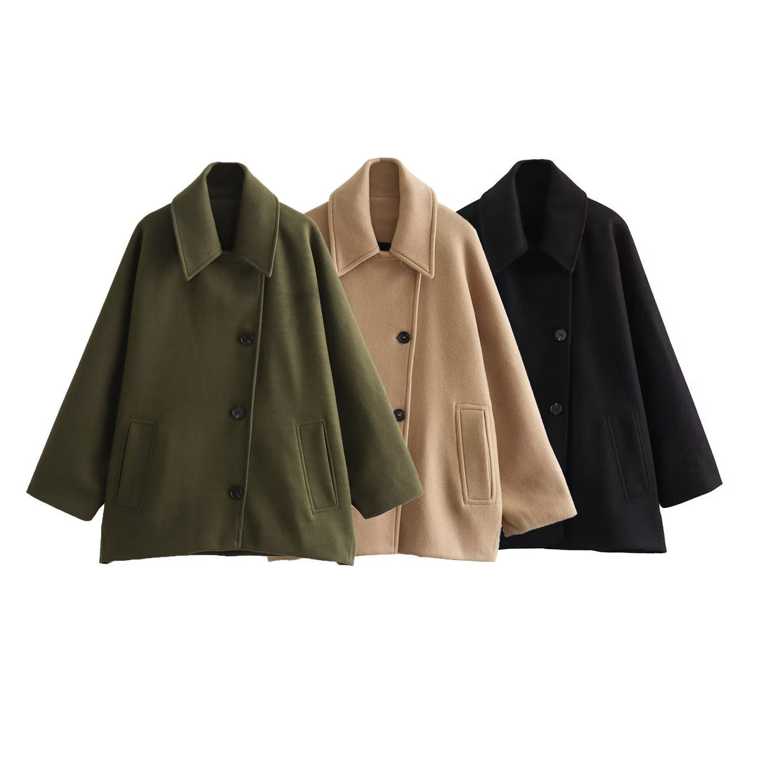 Manteau court en laine avec col polo - Noelle