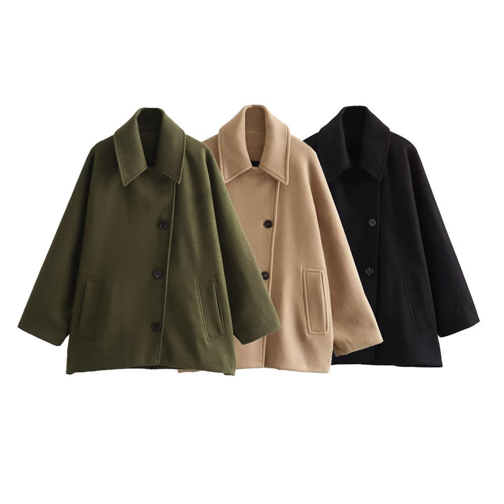 Manteau court en laine avec col polo - Noelle